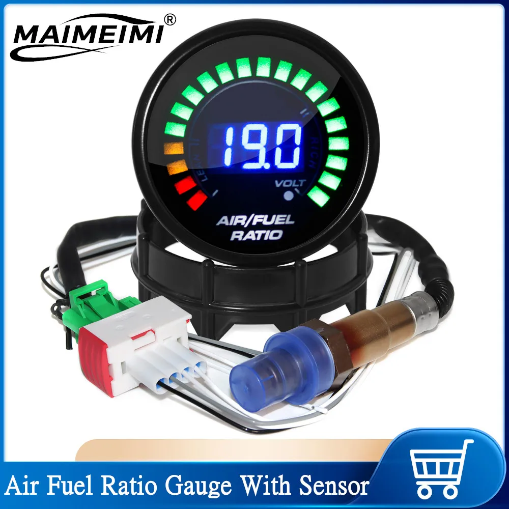 

Автомобильный датчик 52 мм, вольтметр, цифровой датчик соотношения воздуха и топлива с узкополосным датчиком кислорода O2 0258006028, дисплей AFR для автомобилей 12 В