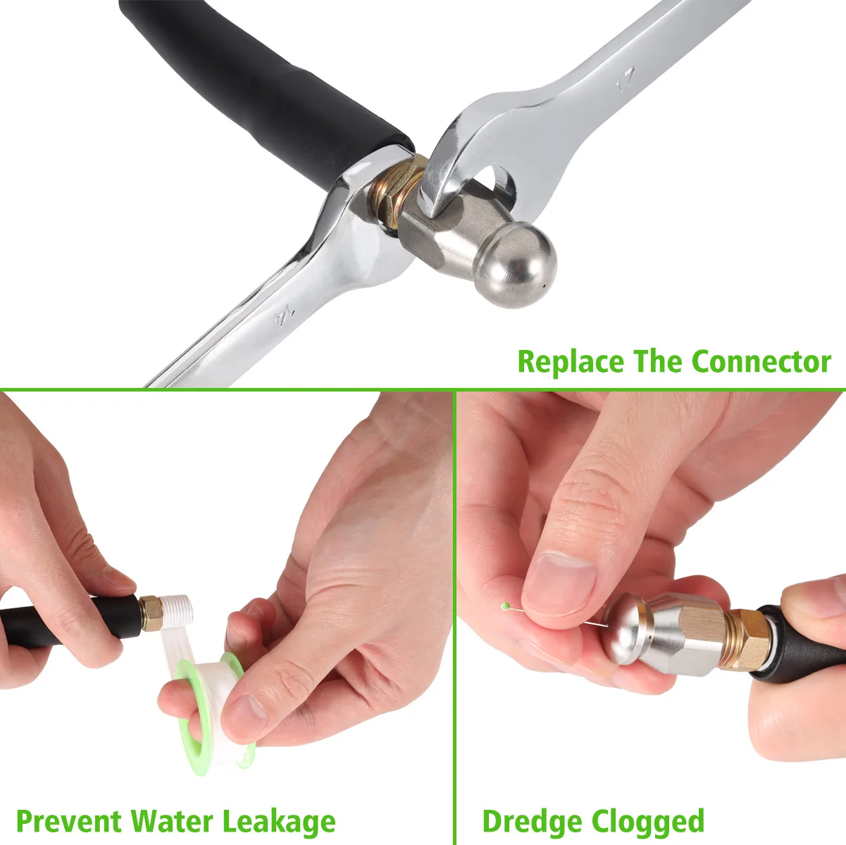 Tubo flessibile per idropulitrice da 15m/50 piedi tubo per la pulizia delle fognature tubo di scarico dell'acqua con adattatori per ugelli a getto per Karcher K2 K3 K4 K5 K6 K7