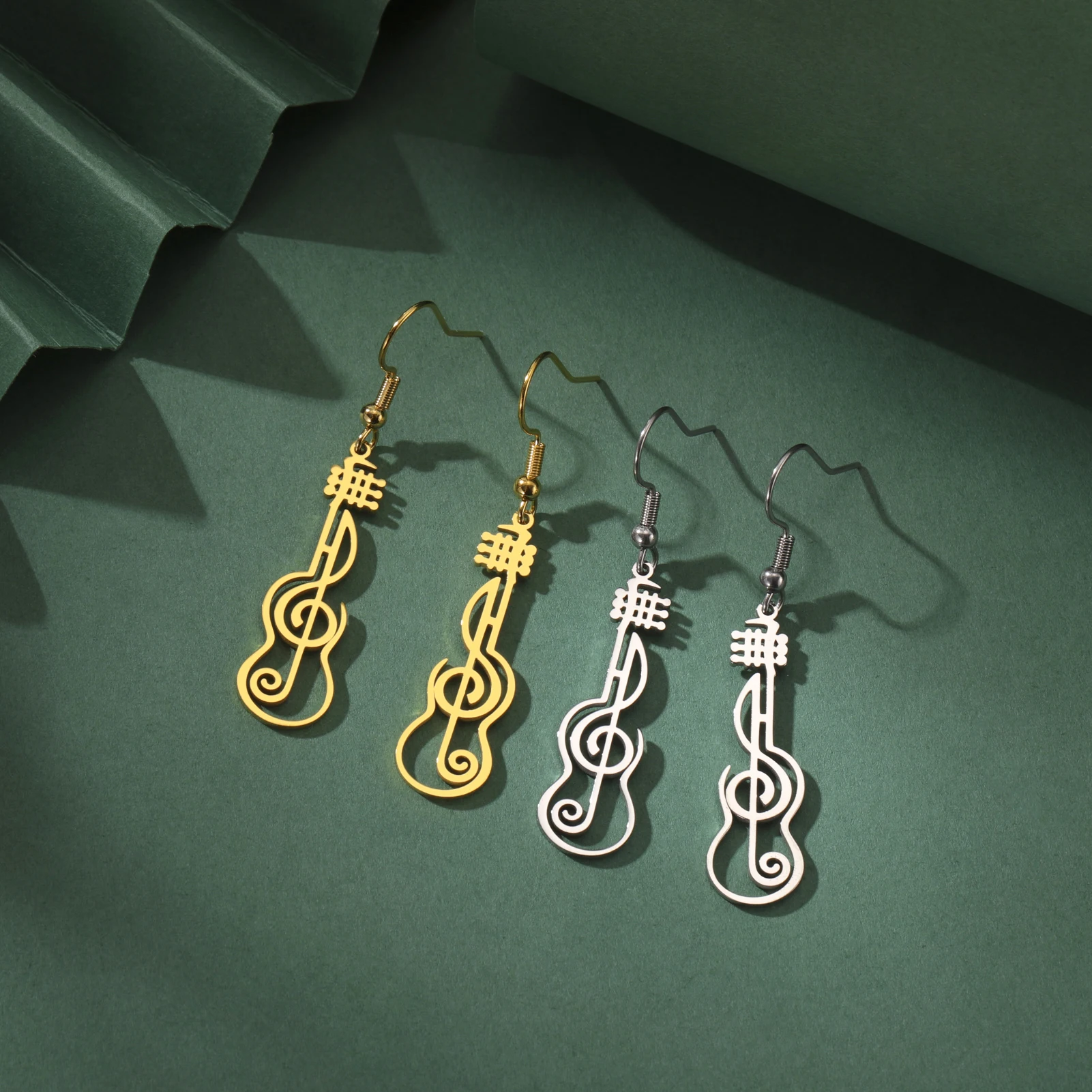 Sipuris Music Note Dangle Earrings For Women Stainless Steel Hot Fashion Violin Symbol Jewelry Accessory Gifts