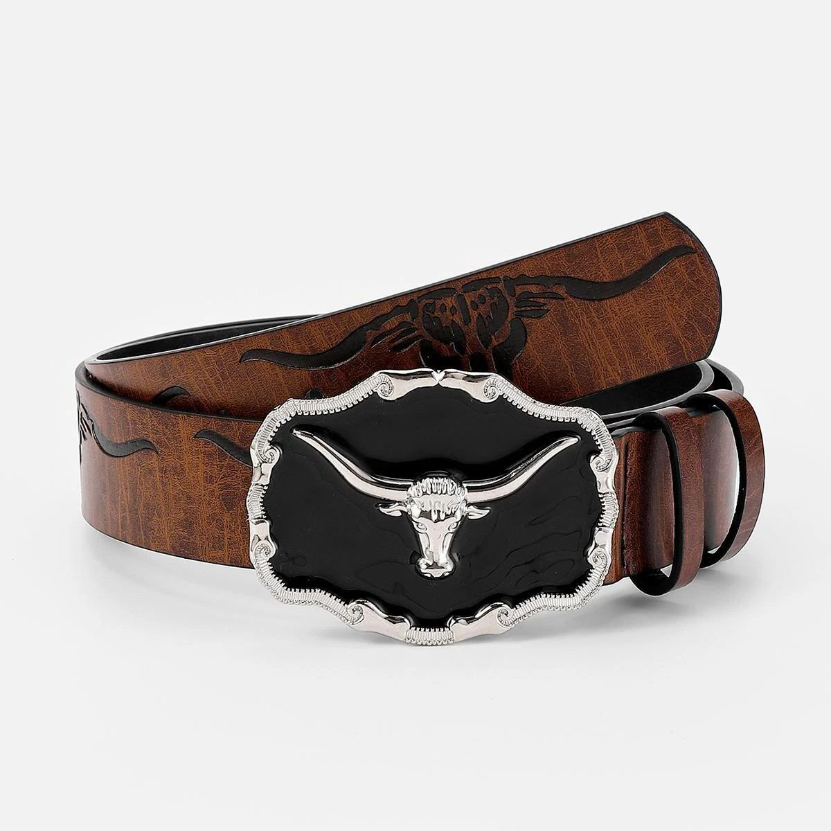 Western cowboy cow head decorated women's belt