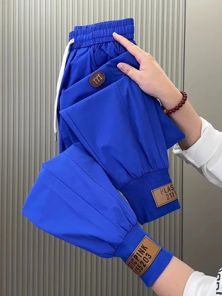 Été mince glace soie pantalon femmes pantalon 2025 nouveau pantalons décontractés taille élastique mode mince sarouel pantalon de sport femme