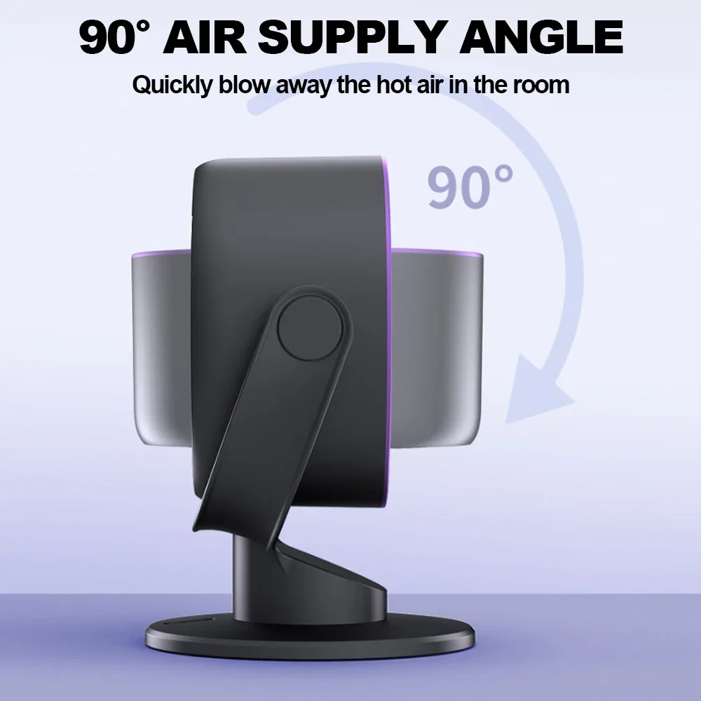 100 مستوى مروحة خالية من الشفرة صغيرة USB شحن صامت مكتب سطح المكتب شاشة ديجيتال عالية السرعة تعميم مروحة التبريد للاستخدام المنزلي