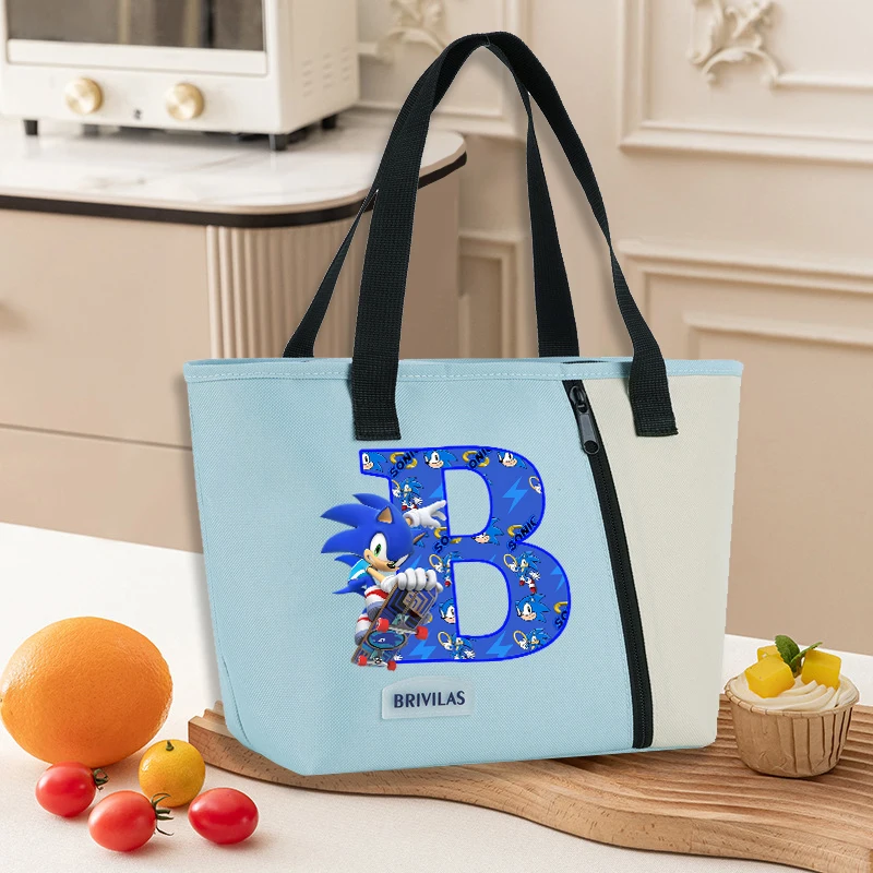 Сумка для обеда Sonics, модная сумка-бенто с буквенным принтом A-Z, портативная термосумка, изолированная водонепроницаемая коробка для хранения еды, подарок