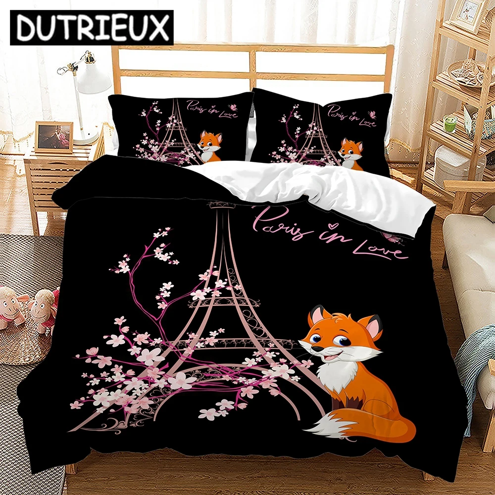 

3D Animal Fox Sea Turtle Butterfly Duvet Cover Bedding Set Comforter Linen Pillowcases Room Decor Gift Single Double King Queen