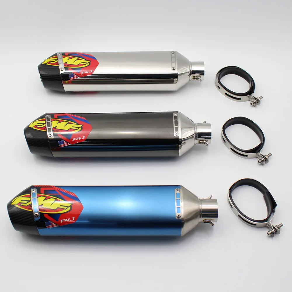 Tubo di Scarico per Moto Lunghezza 470mm Ingresso 51mm Silenziatore FMF 4T con Terminale in Fibra di Carbonio e DB Killer