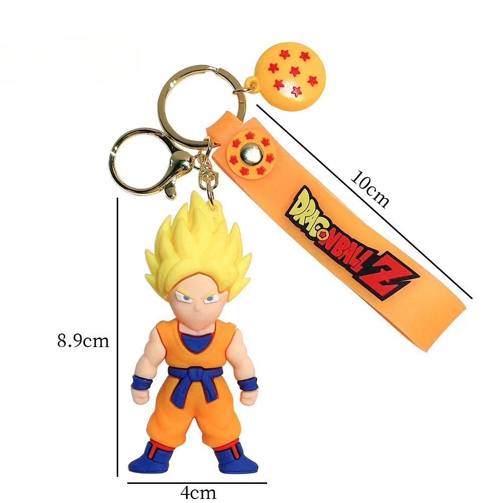 Porte-clés Dragon Ball Anime pour hommes et femmes, pendentif de sac, bijoux fantaisie, figurines d'action, Son Goku, Vegeta, Piccolo, PVC, 8cm