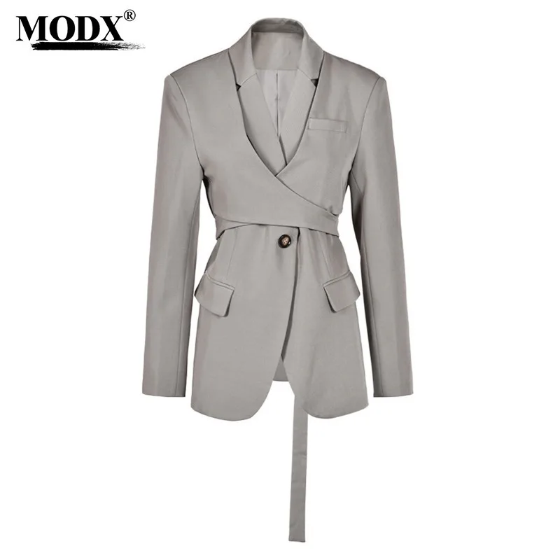 [MODX] Deconstructive Design Sense Cross Tie Suit Jacket For Women's Autumn New Fashionable Versatile Waist Up Top