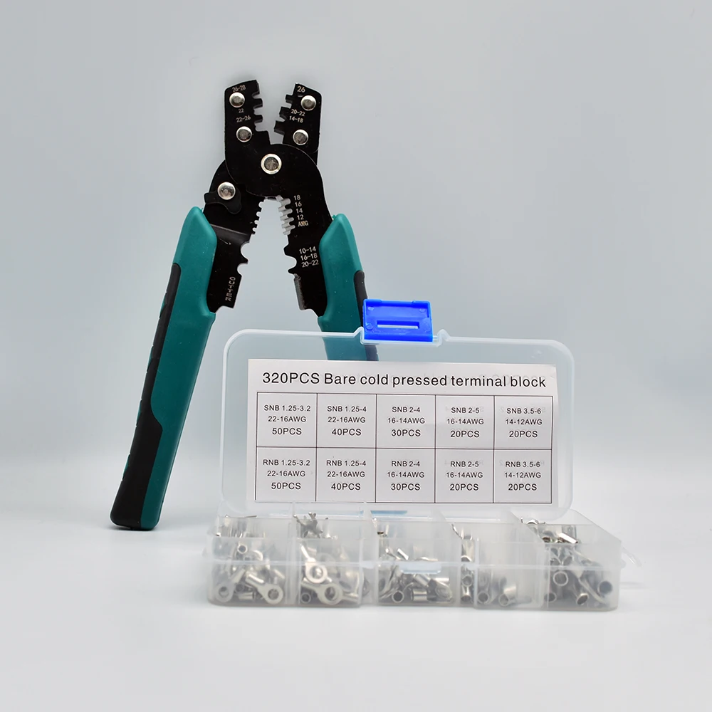 320pcs Crimp Terminal Kit with Electrical Connector U/O Splicing Termination 2.8/4.8/6.3mm Wire Connector Cable Termination Plie