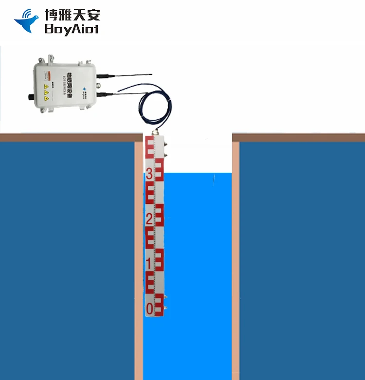 BOY-SW02 Corrosiebestendig elektronisch digitaal rivierhydrologisch station Draadloze brandstof IoT-bewaking Waterniveauschaal