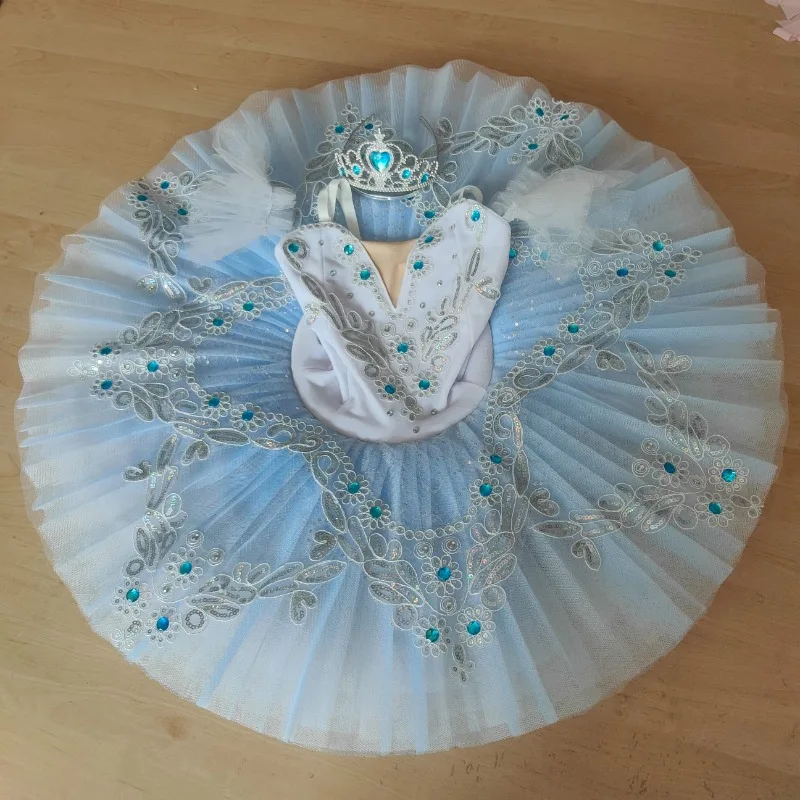 الأطفال الباليه الرقص توتو تنورة ليتل سوان جديد الضوء الأزرق المهنية الحمالات المرأة تنورة مرحلة الأداء الملابس