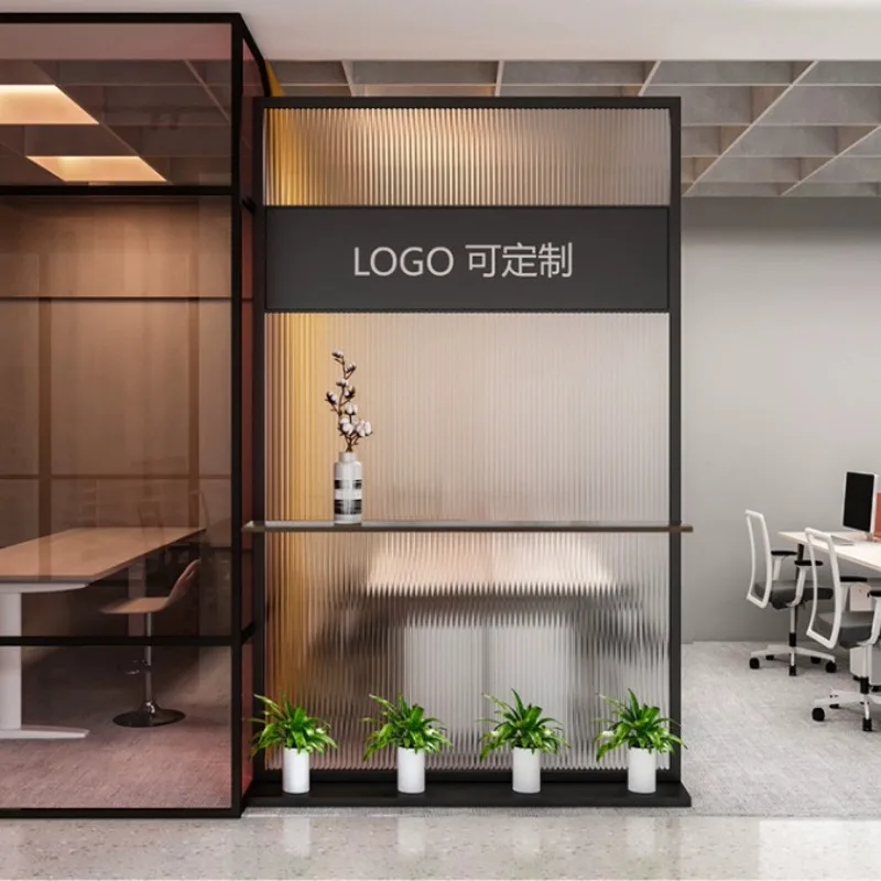 Modern light luxury display stand office wrought iron decorative shelf office screen partition stainless steel floor entrance