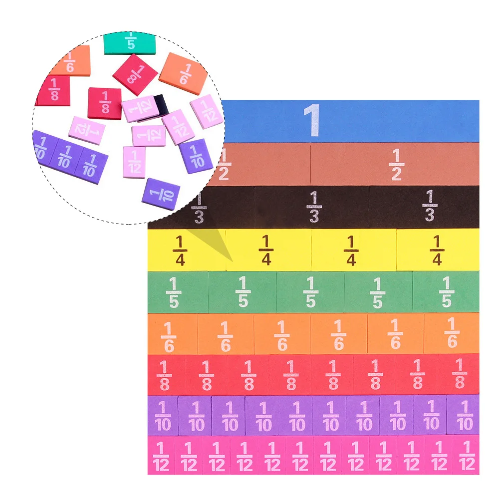 1 set 1 Set Eva Fraction Blocks Magnetic Math Learning For Kids Fraction Puzzles Number Cognition Game Educational Manipulatives