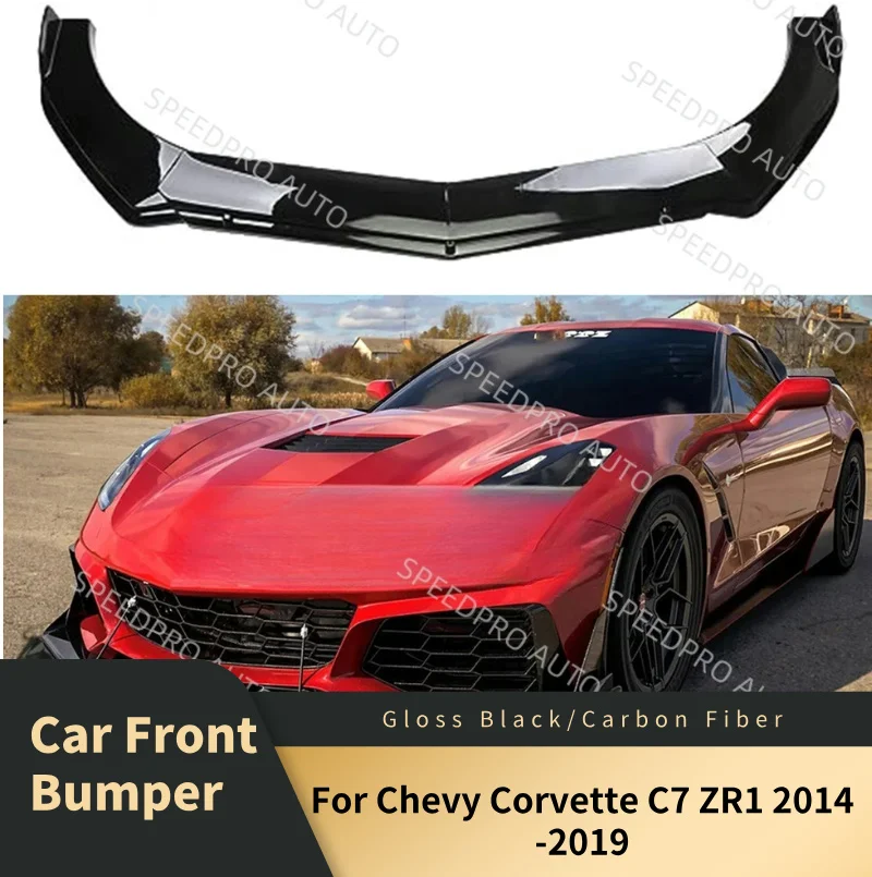 

Передний бампер автомобиля для Corvette C7 ZR1 2014-2019, нижняя часть подбородка, диффузор, спойлер, сплиттер, комплект кузова, защита бампера, защита губ
