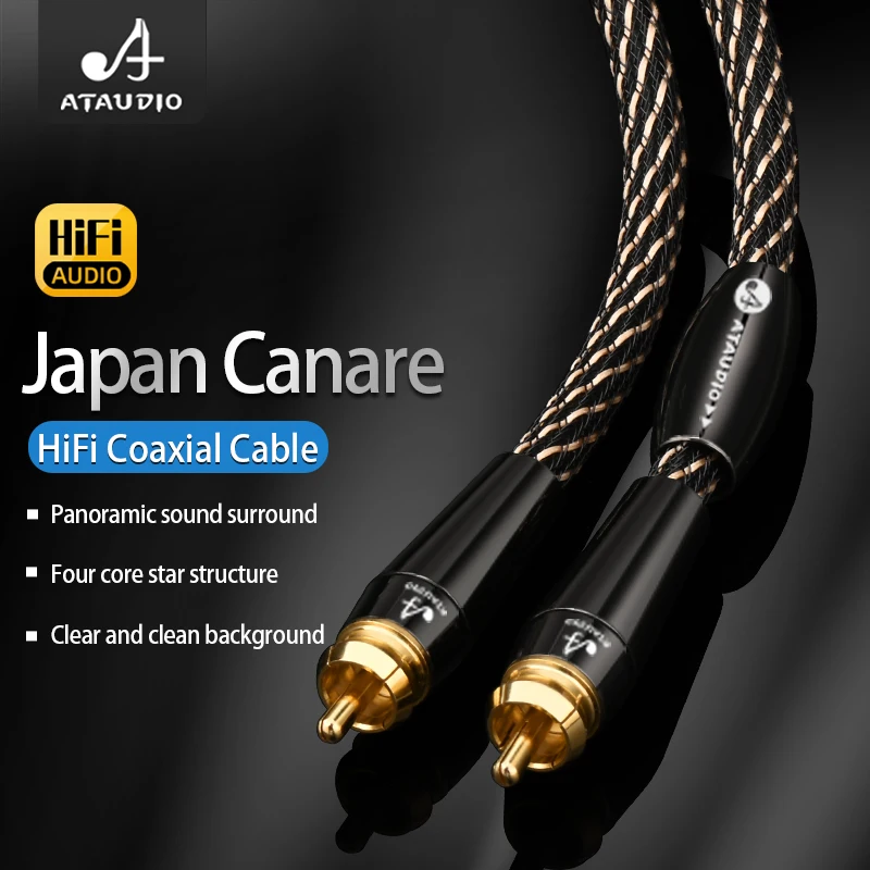 ATAUDIO HiFi RCA Coaxial Audio Cable High Quality Rca to Rca Male 7Ω Coaxial Cable for DVD Projector TV Speaker Amplifier