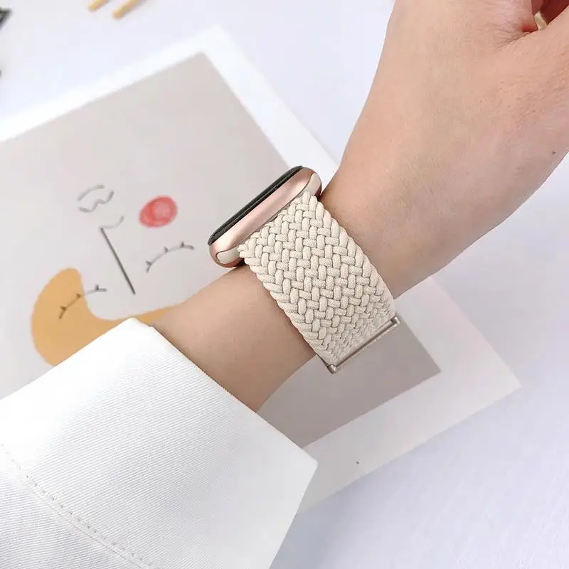 Braided Strap For Apple Watch Band 46mm 42mm 44mm 45mm 49mm 40 41mm Nylon magnetic correa Bracelet Series 10 9 8 7 6 5 SE Ultra
