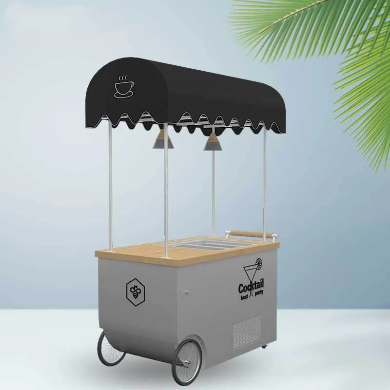 تصميم عربة الآيس كريم الفريزر المتنقلة مع عجلات المعجنات برودة كعكة مبرد عرض خزانة البيرة المشروبات الثلاجة الفريزر