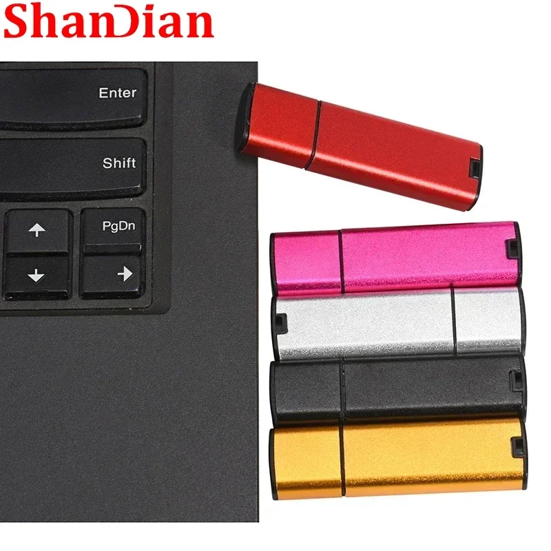 SHANDIAN Flash Drive USB Matte, stik memori USB Emas 64GB 32GB 16GB 4GB plastik merah muda Mini untuk hadiah fotografi