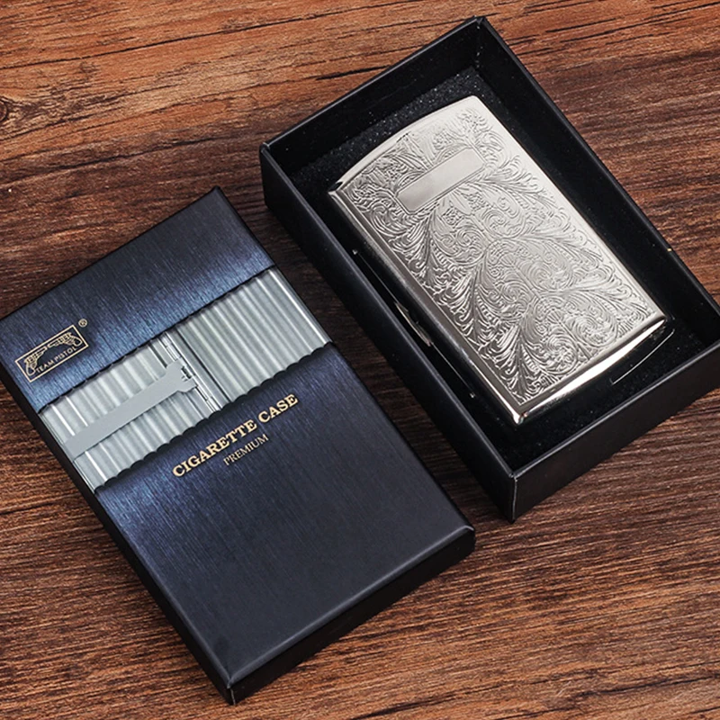 Pure Copper Printed Flower Cigarette Case for 12pcs Cigarettes Man Portable Storage Box Smoking Tool Smoke Humidor Tobacco Case