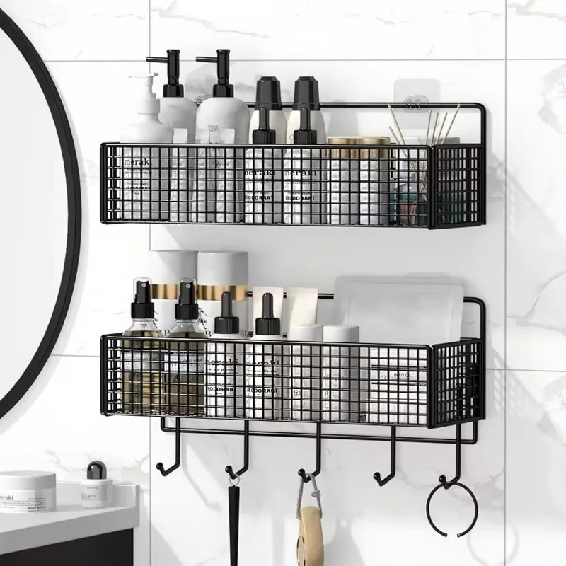 1 Stück Aufhängungssystem für Küche und Bad, Gitterregal zur Wandmontage, Organizer für Shampoo, Duschgel und Make-up, ohne Bohren