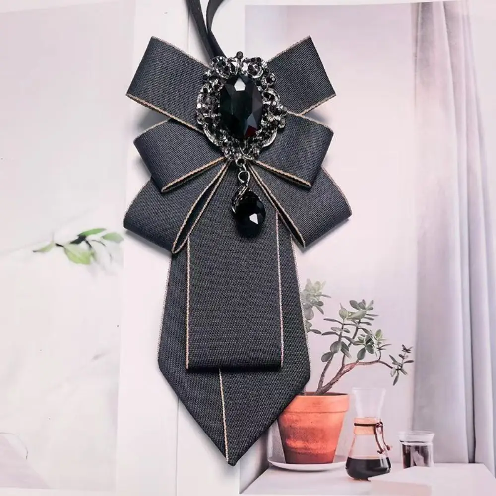 Fashion Rhinestone Bow Tie Ribbon Handmade Women's Tie Casual Cravat Student School
