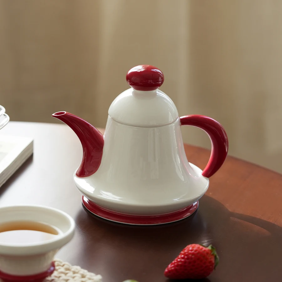 

Ceramic Simple Style Afternoon Tea Coffee Drinkware 1 Teapot 4 Cups Set Red Black Ins Popular Birthday Gift New Year Presents