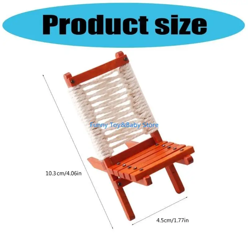 عرض مصغر لكرسي الشاطئ لبيوت الدمى بمقياس 1:12، مثالي للعب الأدوار وعرض الأثاث الخشبي الواقعي C90B #6