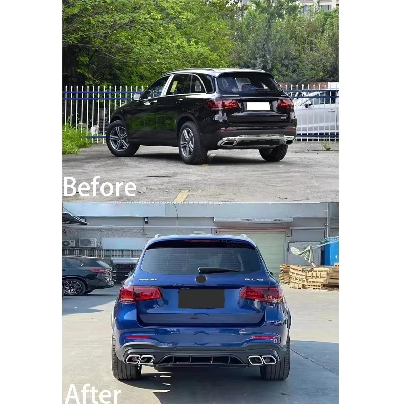 مجموعات الجسم لمرسيدس بنز GLC X253 2020-2022 ترقية إلى GLC63 2020-2022 PP ABS المصد الأمامي والخلفي Assy التنانير الجانبية