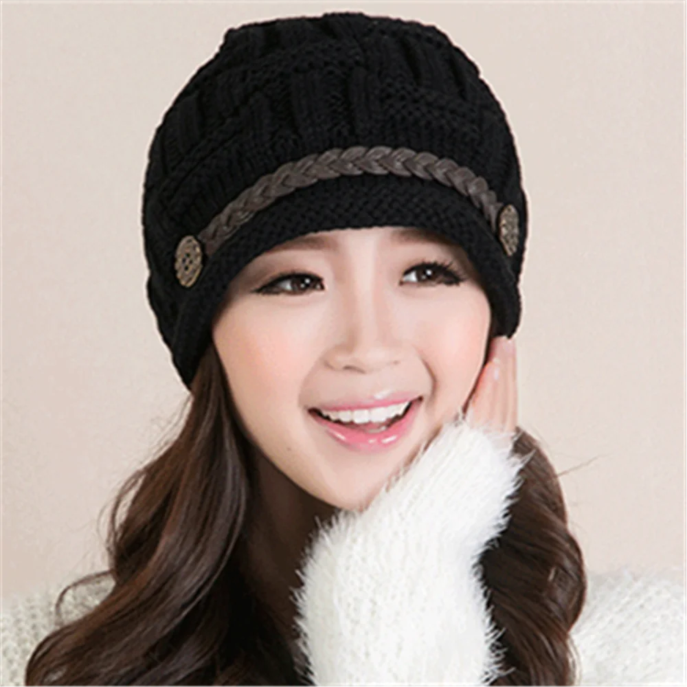 Autumn and Winter Cute Curling Belt Wool Hat Hip Hop Warm Ear Protection Knitted Cap Wholesale Fashion Trend