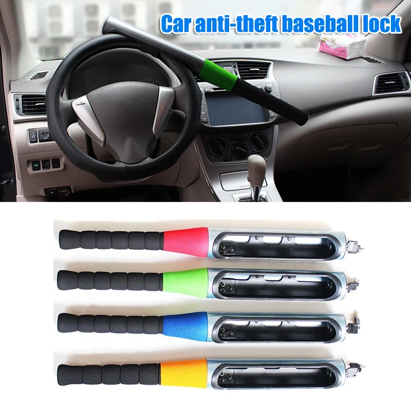 Anti Theft Steering Wheel Lock Baseball Rod Type Security Device Universal For Car