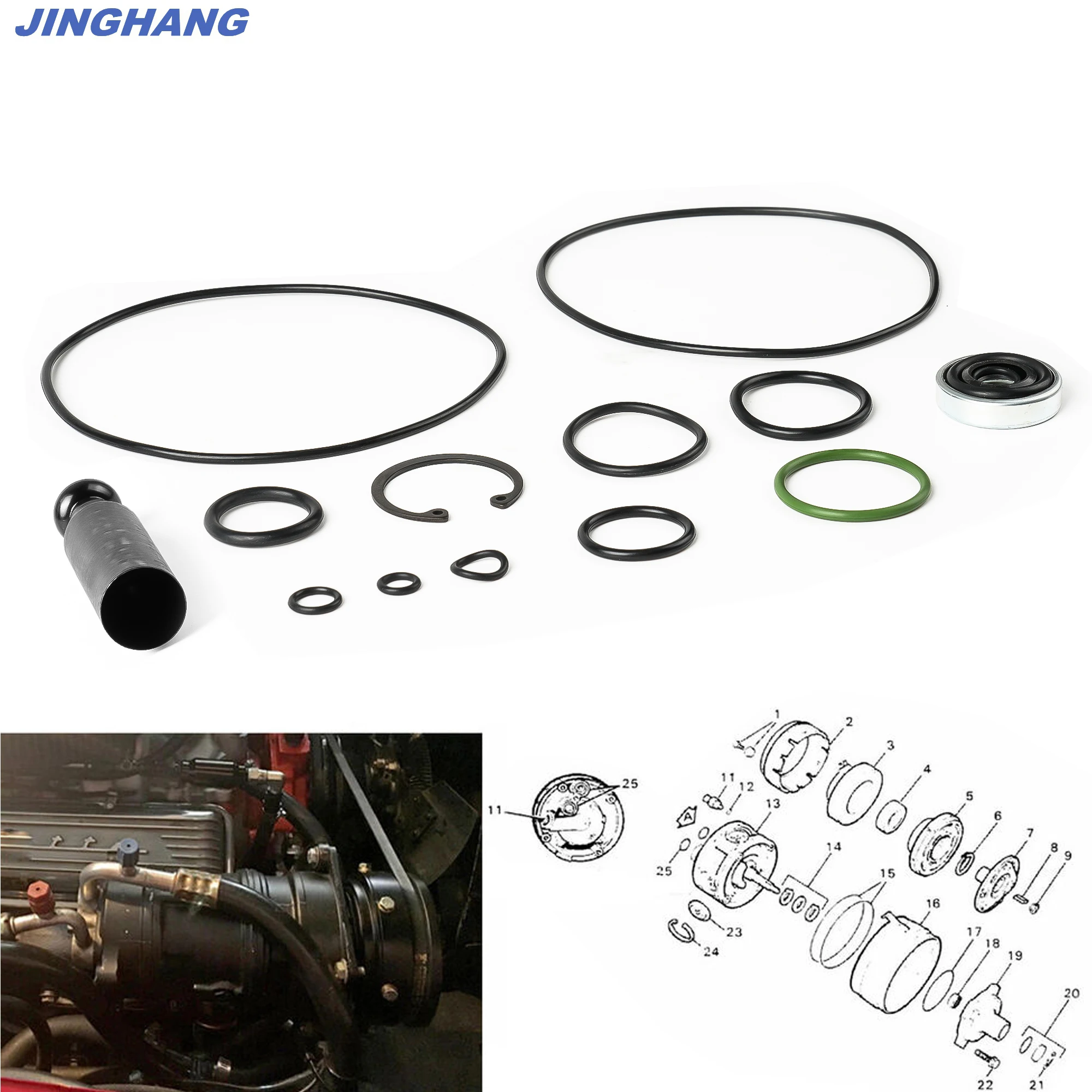 

FOR GM A6 AC Compressor Reseal Kit - Oring,Shaft Seal, Installer Tool