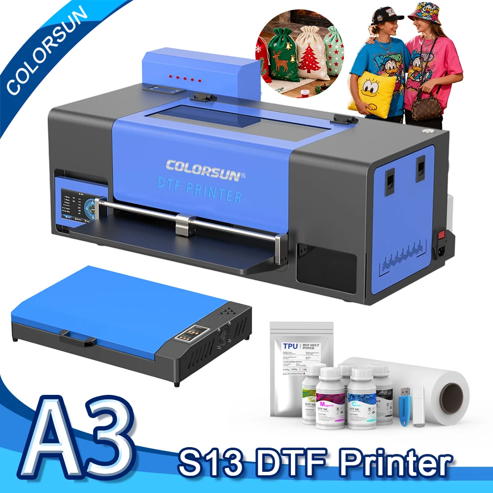 

Colorsun A3 DTF Printer XP600 Impresora A3 DTF Printing Machine Direct to Film A3 DTF Printer For T-Shirt Hoodies All Fabric 13'