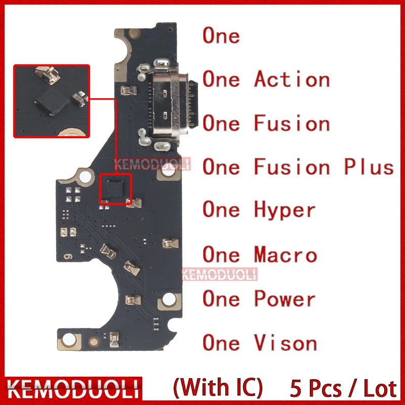 

5 Pcs/Lot Usb Dock Charger Connector for Motorola Moto One Action Vision Fusion Hyper Macro Power Plus Charging Board Flex Ports