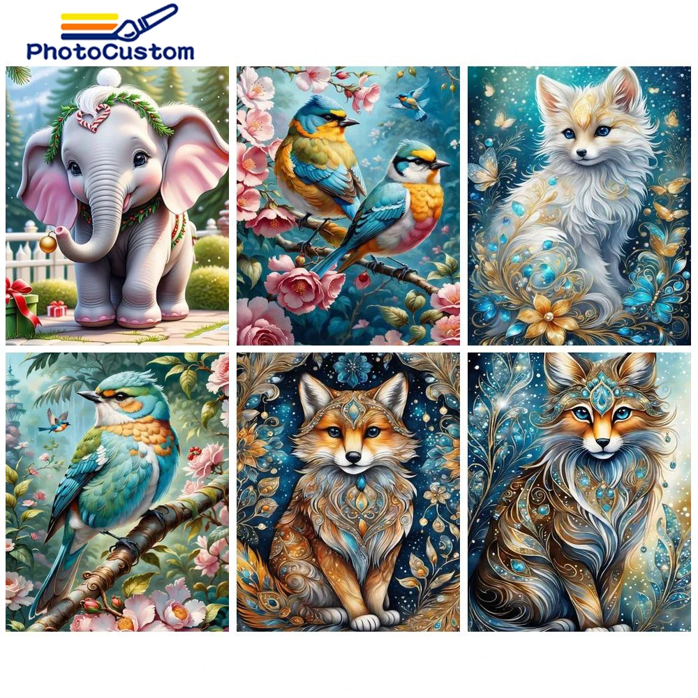 

PhotoCustom Painting By Numbers Animals DIY Coloring By Numbers HandPainted Kits On Canvas Modern Scenery Home Decoration