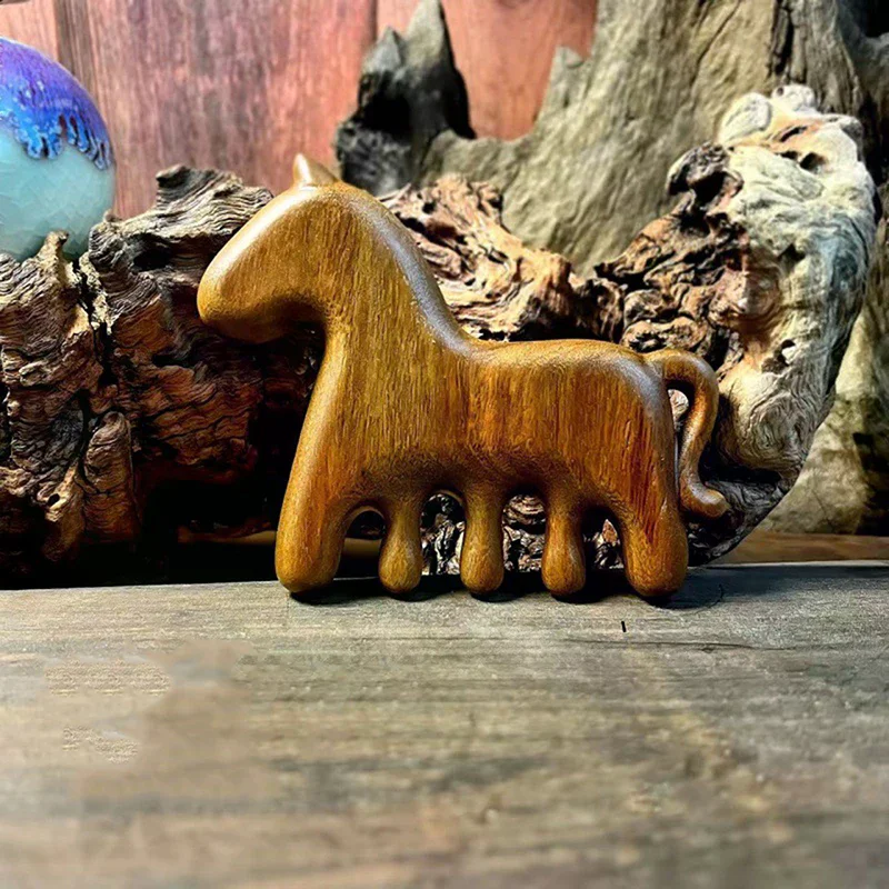 

Массажная расческа для головы, лица и кожи головы из дерева, для массажа Гуа Ша, с широкими зубьями, для тела, подарок на Китайский Новый год (Год Лошади)