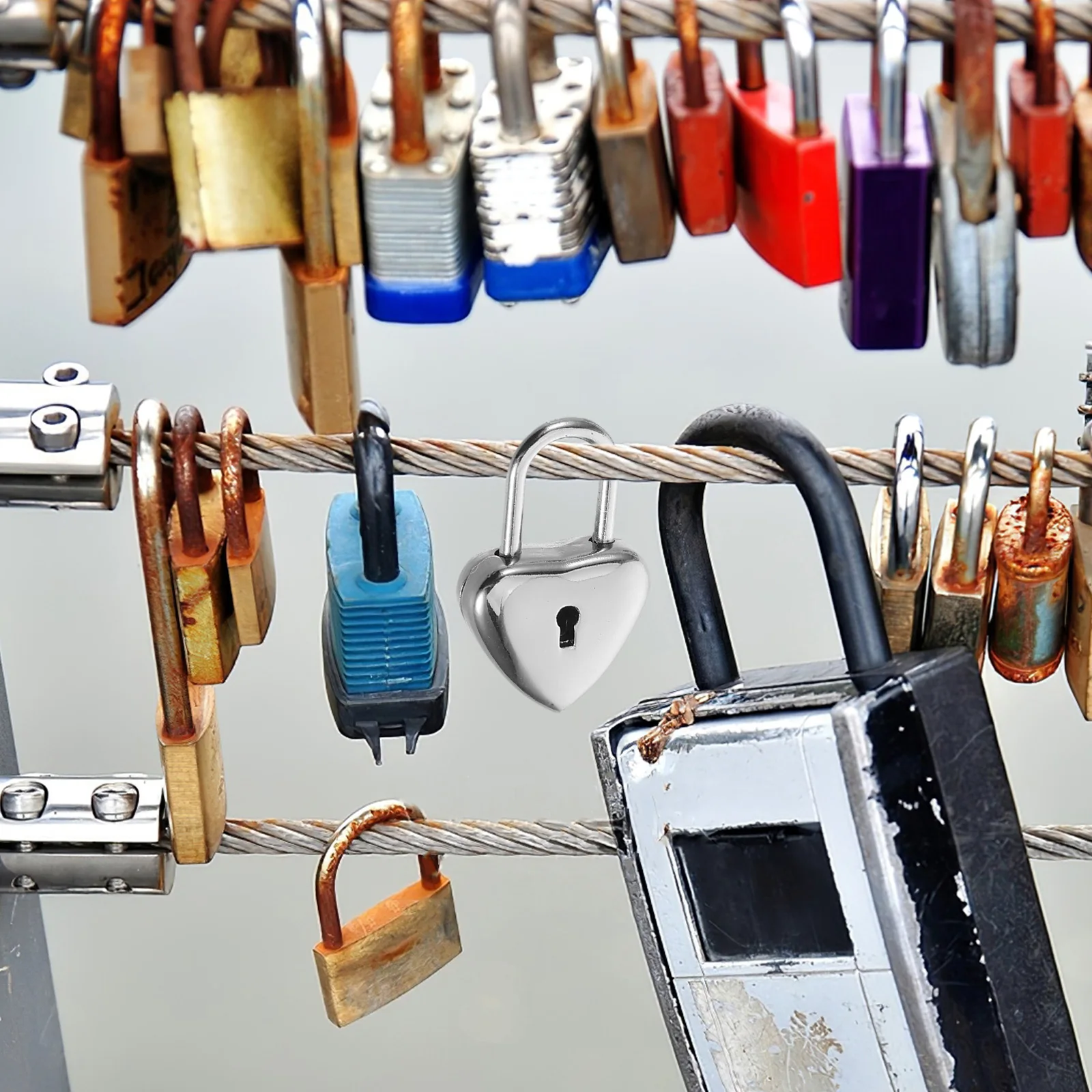 

4set Heart Shaped Padlock For Couples Romantic Love Lightweight Durable Mini Metal Heart Lock For Anniversary Wedding