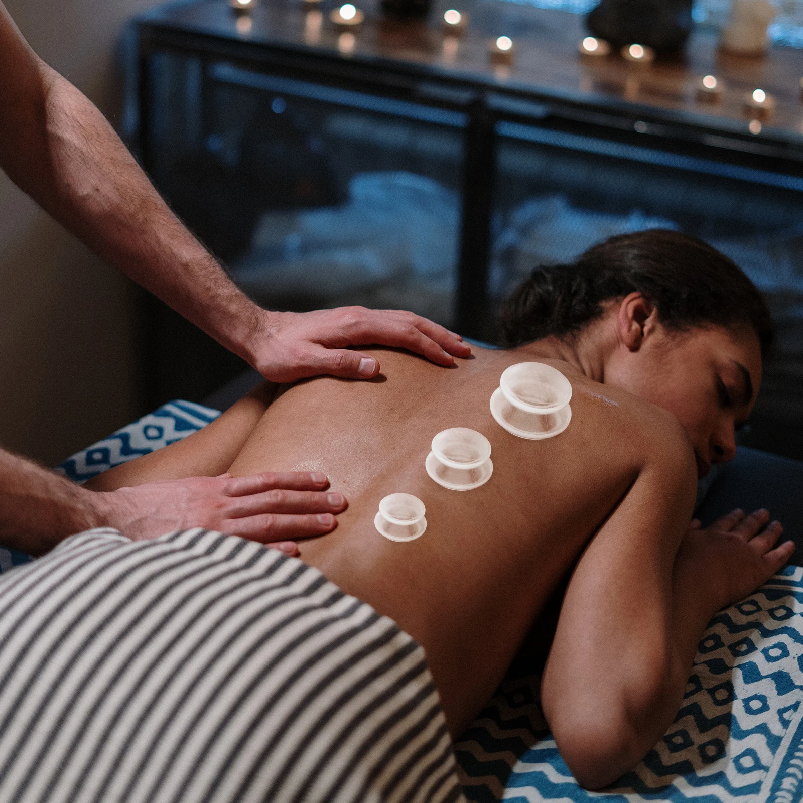 

1 Set Premium Silicone Cupping Cups Chinese Therapy Devices Transparent Improved Blood Circulation Professional Suction Jar For