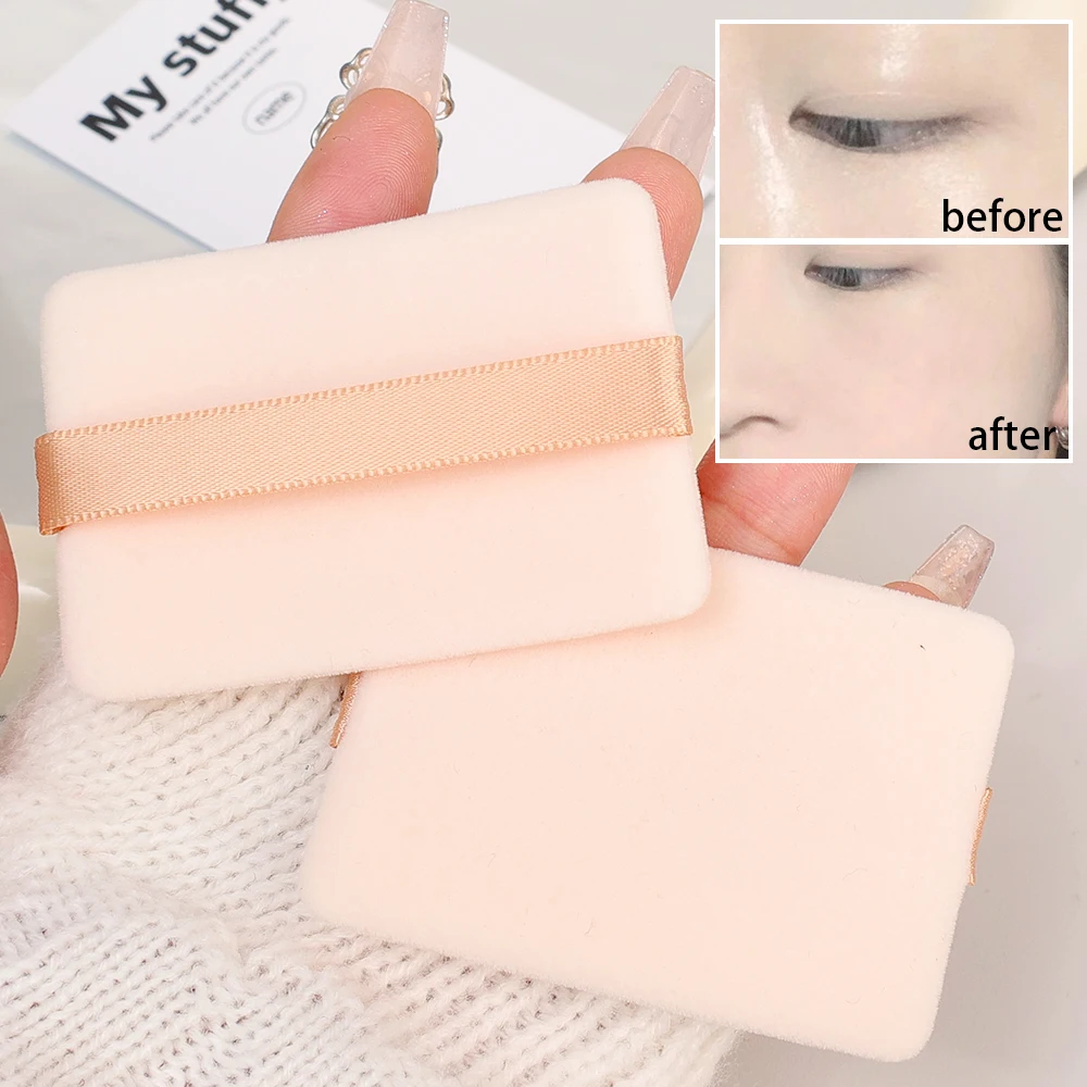 50Pcs Square Velvet Powder Puff Portable Makeup Sponge Washable Soft Lightweight Cosmetic Puff Foundation Makeup Applicator Tool