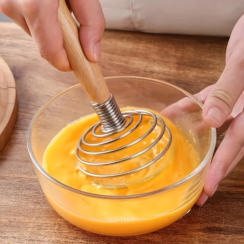 1pcs Dough Mixing Stick Handheld Stainless Steel Baking Egg Flour Mixing Stick Spiral Spring Type Quick Egg Whipping Tool