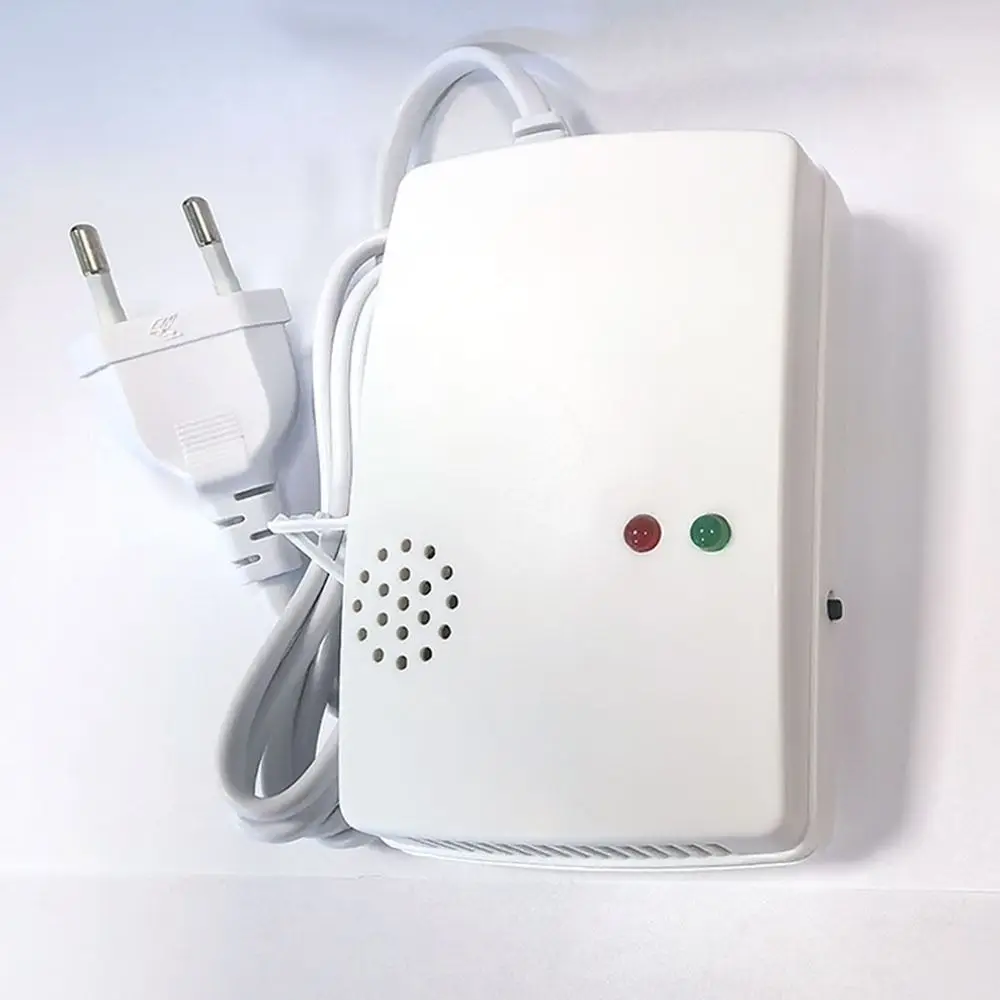 Compact Gas Leak Detector 220V Wall Mounted Combustible Gas Leak Alarm Durable Indicator Light Natural Gas Alarm Sensor Kitchen