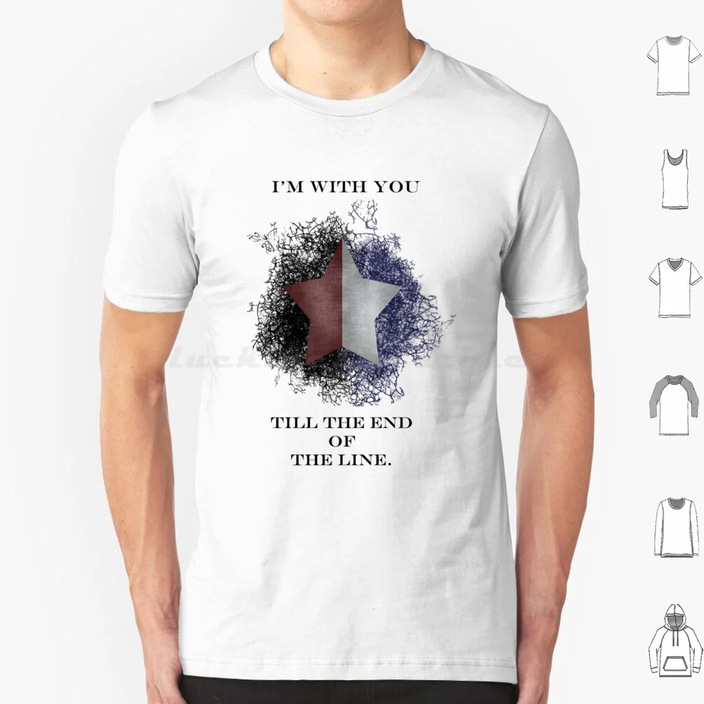 I _ M With You Till The End Of The Line Fitted V-Neck T Shirt Cotton Men Women DIY Print Bucky Barnes Bucky Barnes 90 S Stan