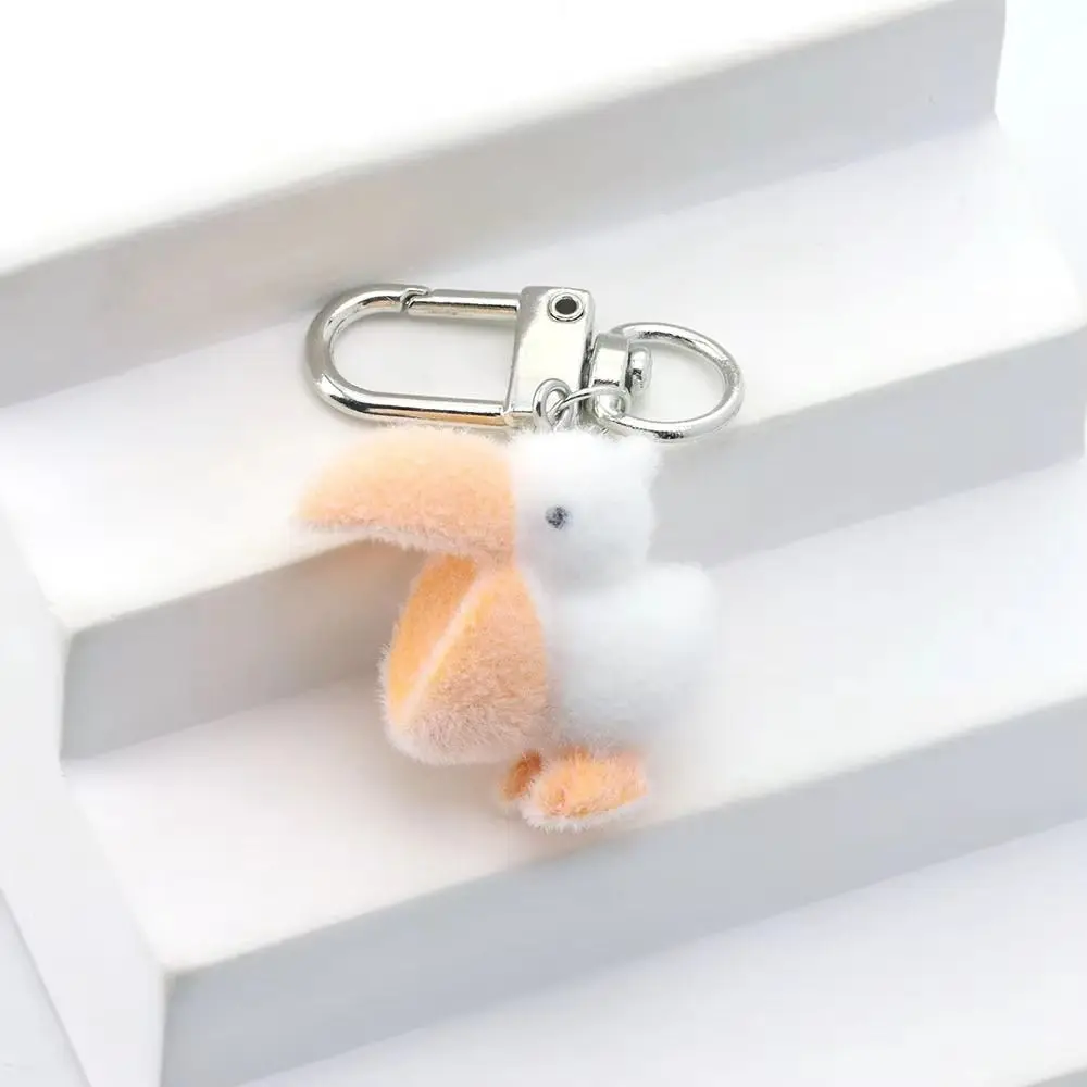 3PCS Flocked Resin Flocked Duck Keychain 3D Design Cute Shape 3D Animal Keychain Pendant Style Yellow White