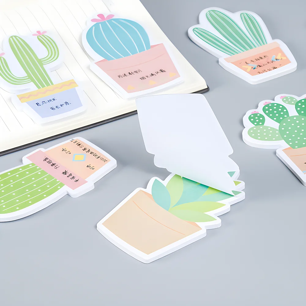 Korean Cute Cactus Sticky Notes Memo Pad Kawaii Post Notepad Writing Stickers Index Tab Stationery Book Decoration Diary Planner