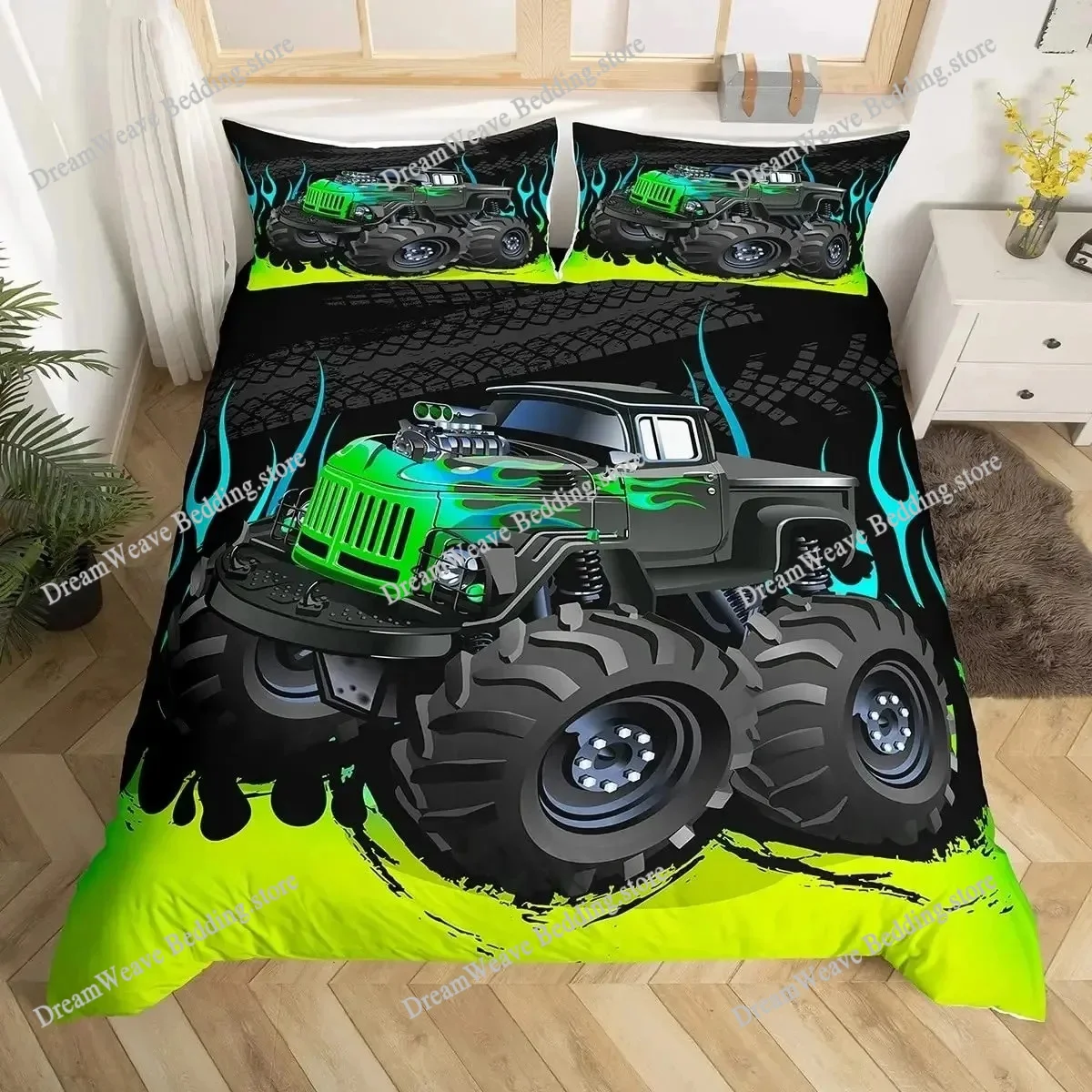 

Jeep 4X4 Vehicle Duvet Cover Set One Click Repaint Never Stop Off-Road Adventure Automobiles Bedding Set,Sports Car Bedding Sets