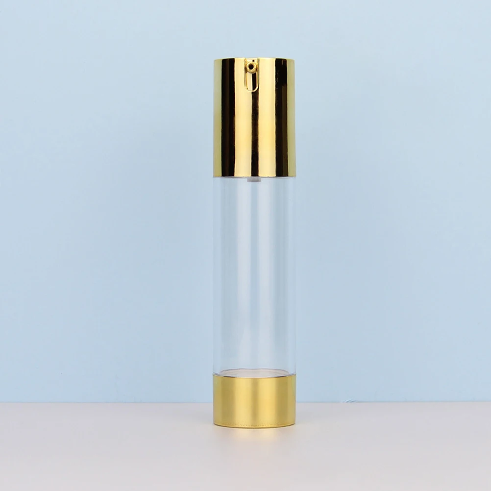 

3pcs U Shape Airless Pump Lotion Bottles 50ml Gold Travel Size Collapsible Refillable Dispenser Foundation Container