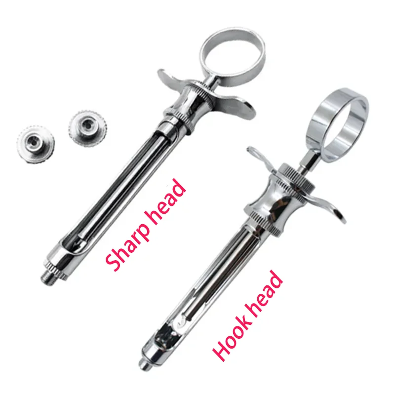 1 Set Dental Stainless Steel Syringe Hook Sharp Head Press Type Syringe Surgical Instrument 1.8ML Injector Teeth Care Tools