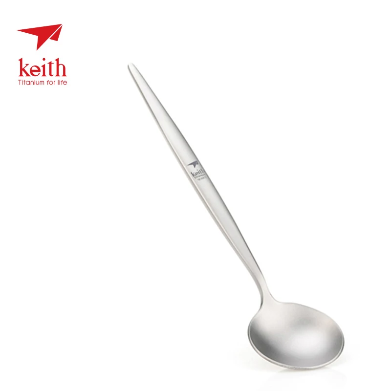 

Keith 1Pcs Tableware Titanium Rice Ladle Long Handle Soup Spoon Salad Meal Dinner Scoops Kitchen Supplies Cooking Tool 63g