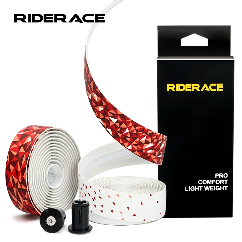 RIDERACE Road Bike Handlebar Tapes Bicycle Handle Bar Tape Triangle Gradient Anti-slip Elastic PU EVA Breathable Cycling Straps