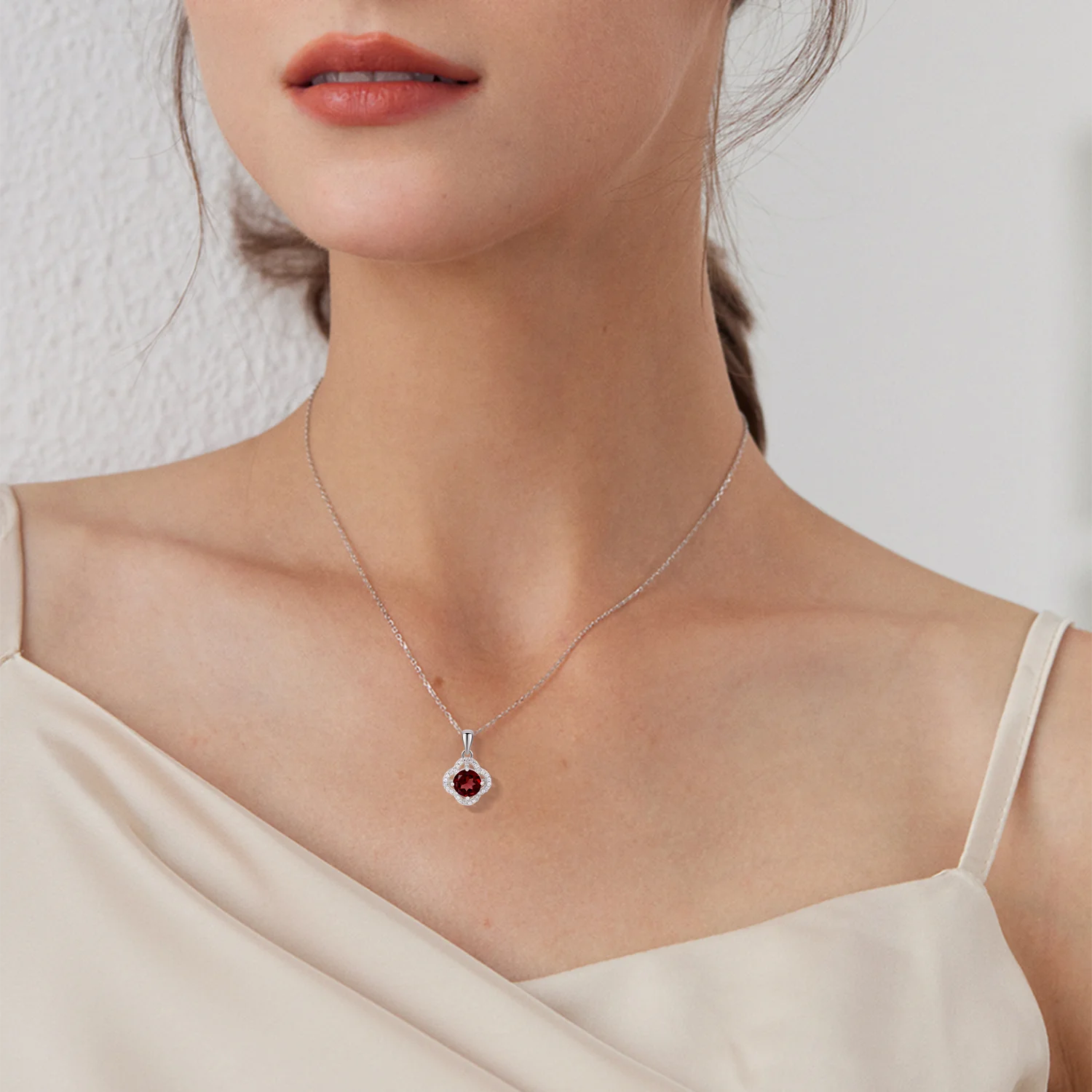 SILE 925 فضة أربع أوراق البرسيم المعلقات مجوهرات النساء العقيق الطبيعي القلائد الفاخرة الأحجار الكريمة سلسلة الترقوة جواهر