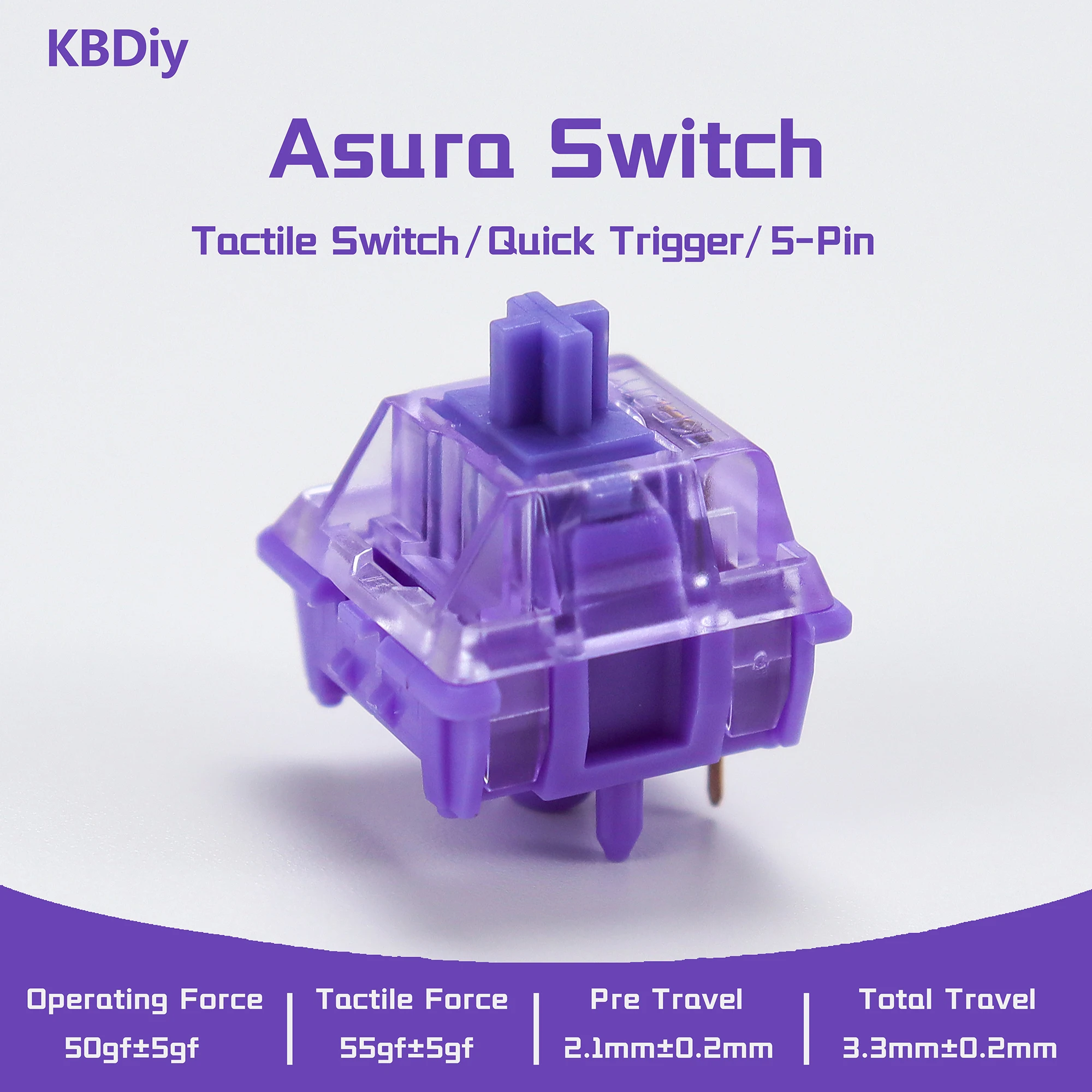 

Тактильные механические переключатели клавиатуры Asura 50gf, 5-контактный предварительно смазанный кремовый переключатель, совместимые колпачки MX для игровой клавиатуры [35 шт.]