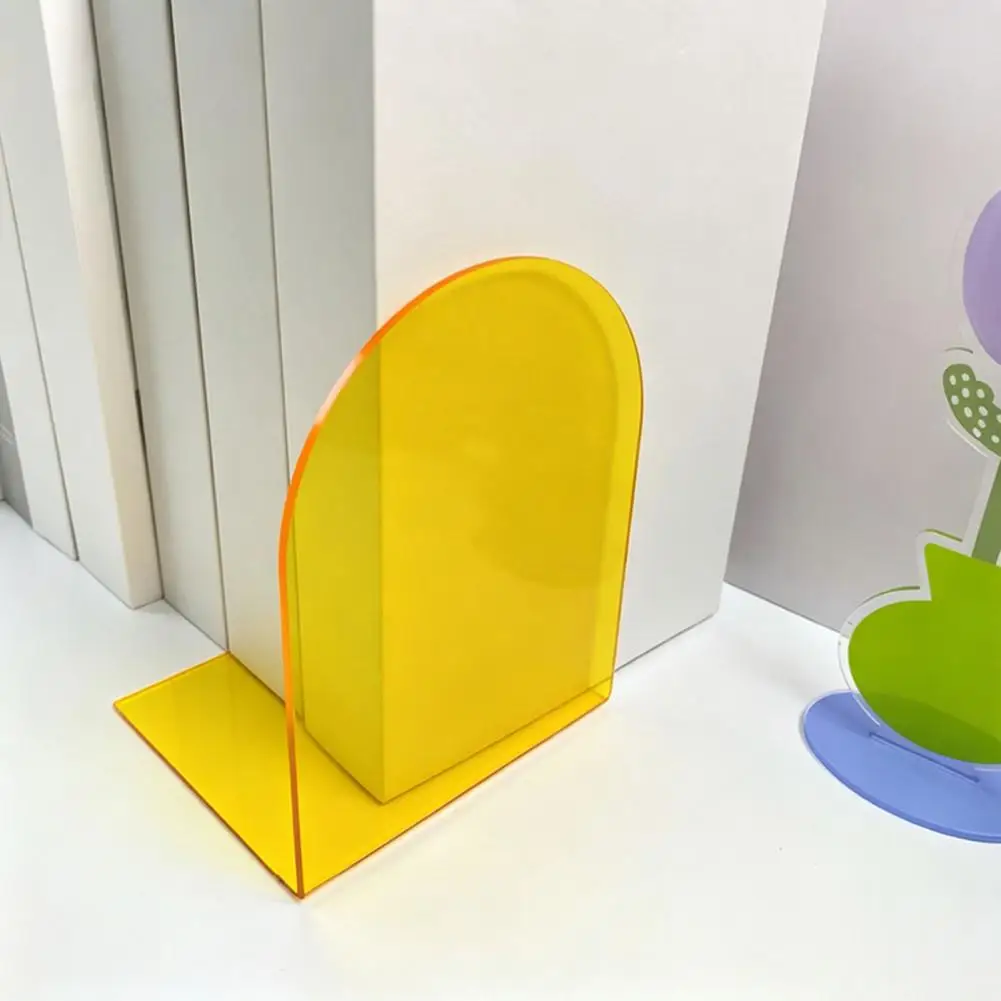 Book Organizer for Office Acrylic Bookends Set Heavy Duty Decorative Book Holders Transparent Shelf for Books for Shelves